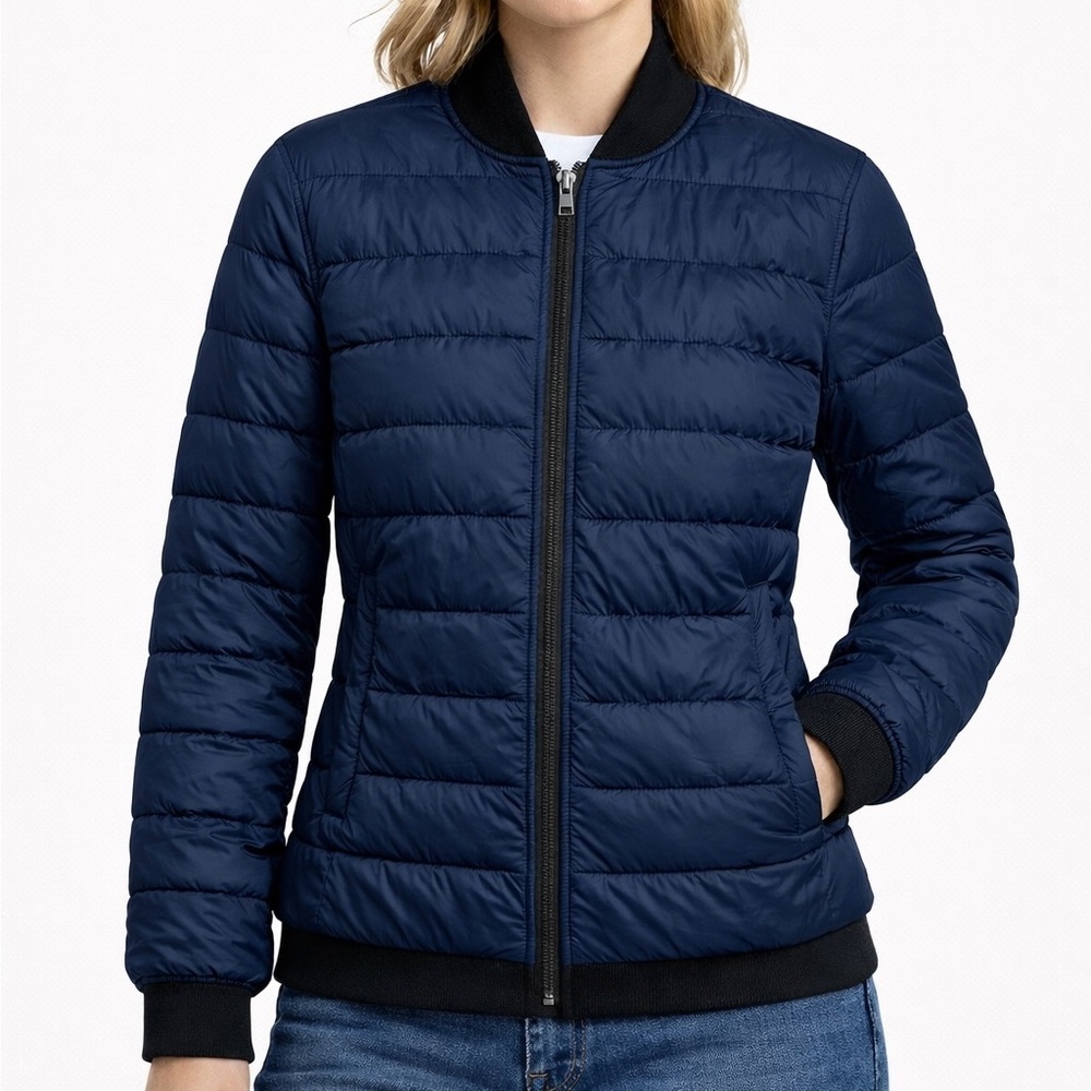 THEORY Navy Down Jacket – Size Small | Slim Fit, Water-Resistant Nylon